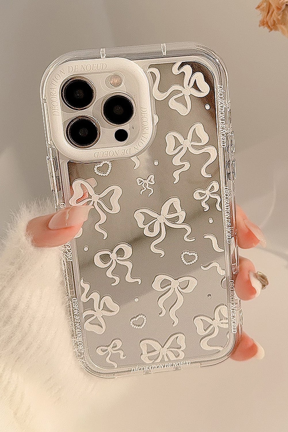 Elegant Silvery Mirror Finish Bow Print iPhone Phone Cover