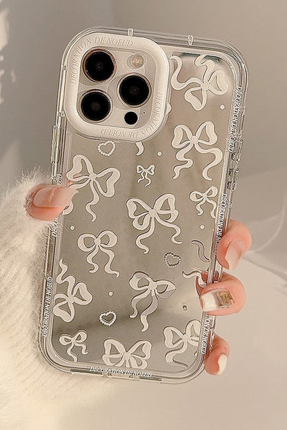 Elegant Silvery Mirror Finish Bow Print iPhone Phone Cover