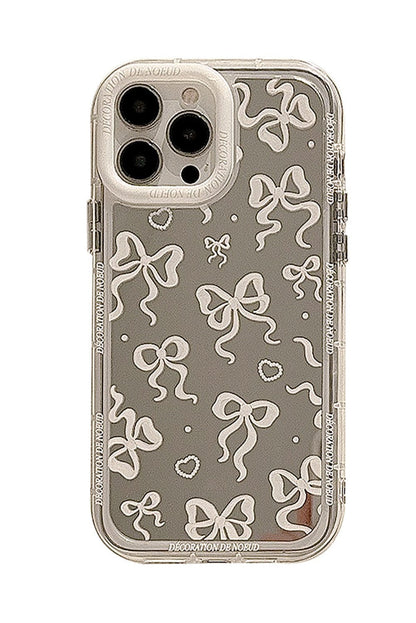 Elegant Silvery Mirror Finish Bow Print iPhone Phone Cover