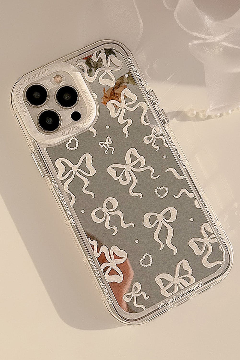 Elegant Silvery Mirror Finish Bow Print iPhone Phone Cover