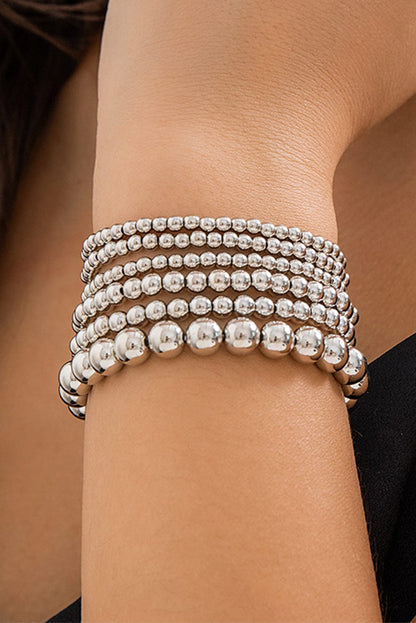 Elegant White Beaded Bracelet with Multi-Layered Design