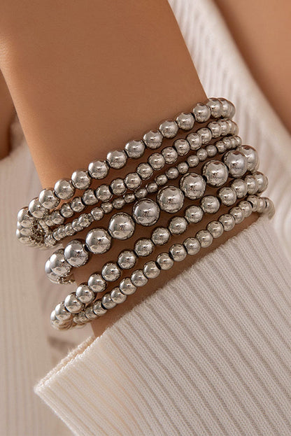 Elegant White Beaded Bracelet with Multi-Layered Design