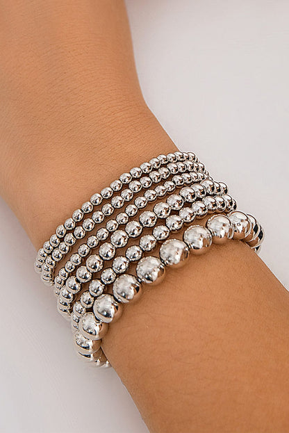 Elegant White Beaded Bracelet with Multi-Layered Design