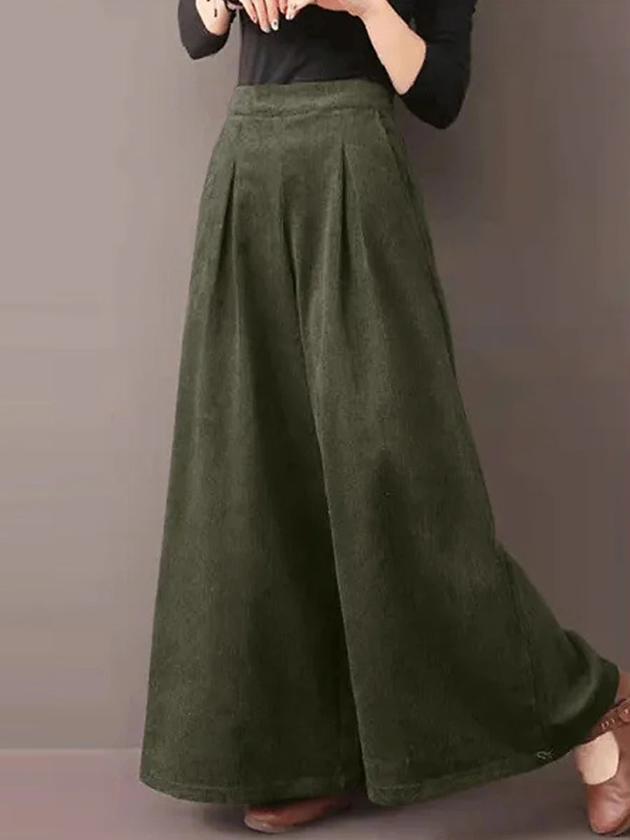 Women's Wide Leg Polyester Plain Black Wine Fashion High Waist Full Length Street Daily Fall Winter