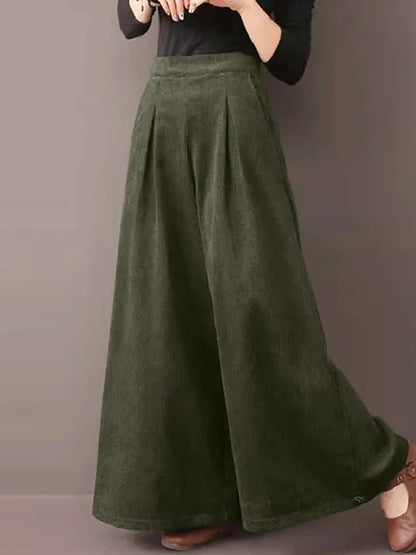 Women's Wide Leg Polyester Plain Black Wine Fashion High Waist Full Length Street Daily Fall Winter