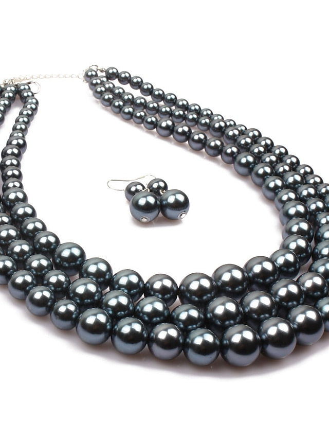 Women's necklace Chic & Modern Party Pure Color Jewelry Sets / Imitation Pearl / White / Red / Purple / Fall - LuckyFash™