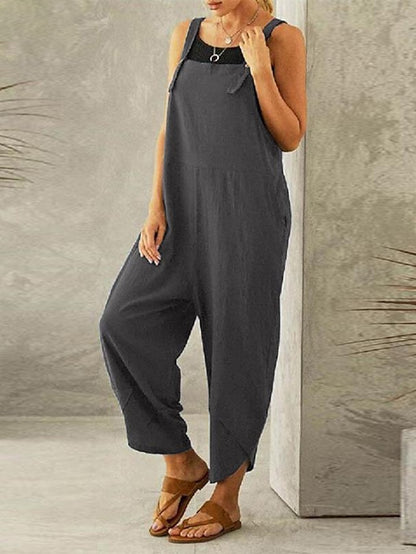 Women's Wide Leg Pants Trousers Overalls Baggy Black Red Green Mid Waist Oversized Daily Weekend Baggy Ankle-Length Breathable Plain M L XL XXL - LuckyFash™