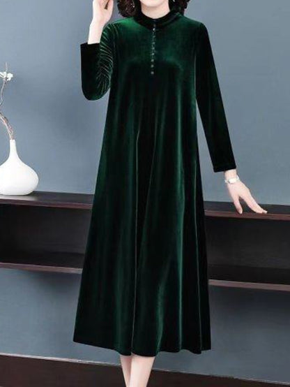 Women's Velvet Dress Prom Dress Party Dress Velvet Crew Neck Long Sleeve Vacation Black Wine Winter