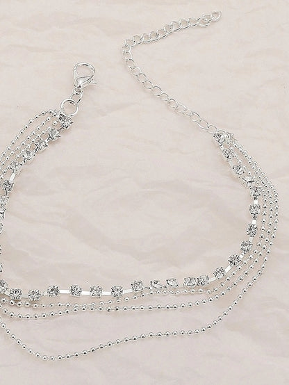 Ankle Bracelet Women's Body Jewelry For Holiday Beach Rhinestone Alloy Silver 1 PC - LuckyFash™