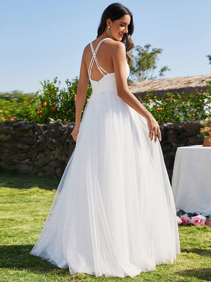 Backless V Neck Appliques Mesh Wholesale Bridesmaid Dresses