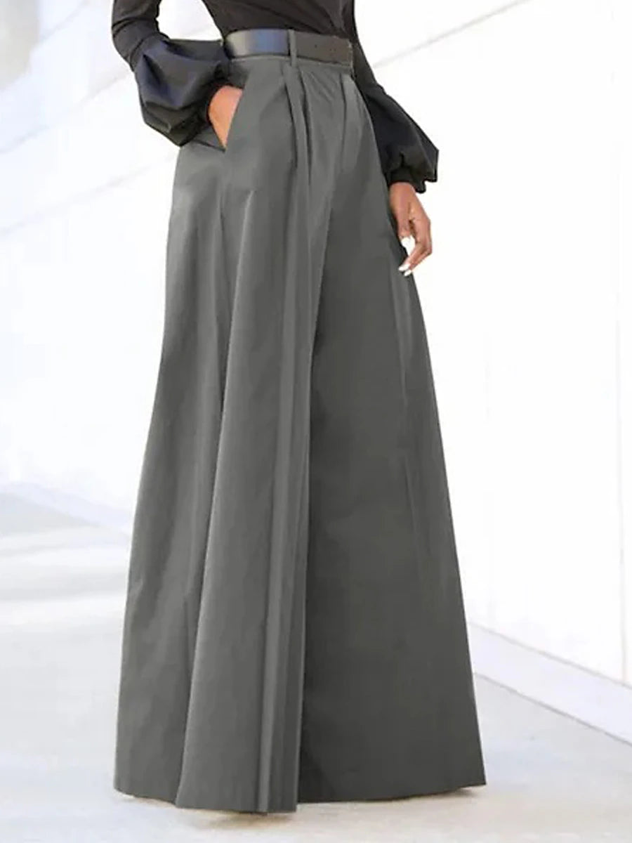 Women‘s Wide Leg Dress Work Pants Bell Bottom Full Length Fashion Streetwear Daily Black Khaki S M Fall Winter