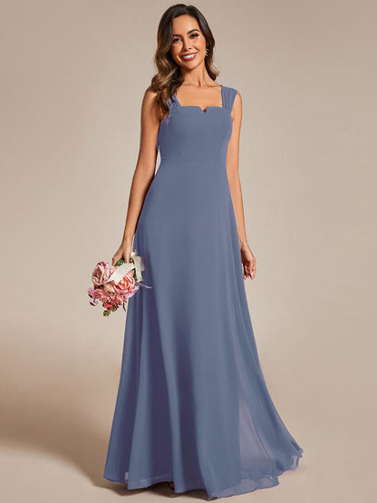 Chiffon Square Neck Wholesale Bridesmaid Dress With Sleeveless