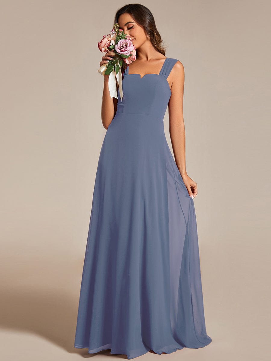 Chiffon Square Neck Wholesale Bridesmaid Dress With Sleeveless