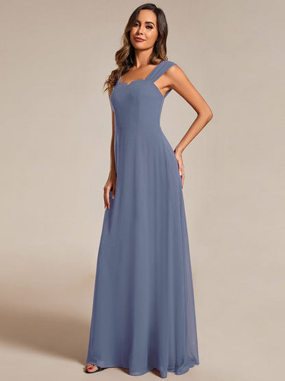 Chiffon Square Neck Wholesale Bridesmaid Dress With Sleeveless