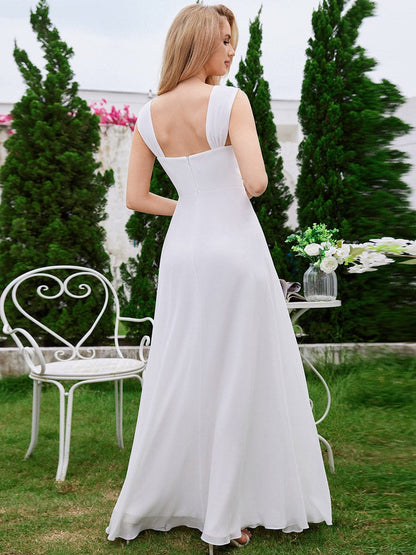 Chiffon Square Neck Wholesale Bridesmaid Dress With Sleeveless