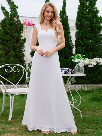 Chiffon Square Neck Wholesale Bridesmaid Dress With Sleeveless