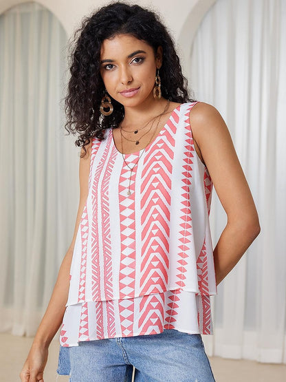 Women's Tank Top Geometric Daily Print Sleeveless Pink  Elegant Bohemia U Neck