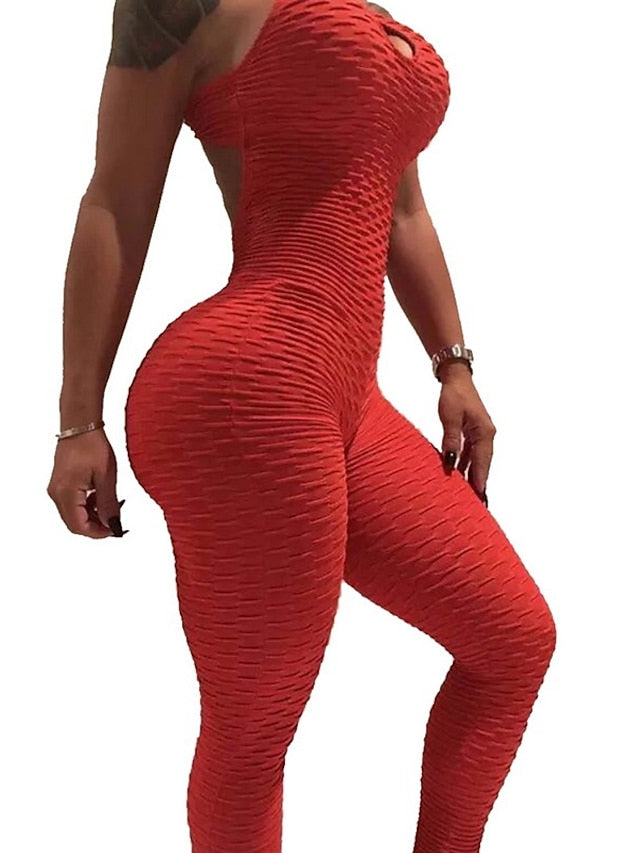Women's Onesie Workout Sets Scrunch Butt Open Back Bodysuit Romper Clothing Suit Black White Spandex Yoga Fitness Gym Workout Tummy Control Butt Lift Power Flex Sleeveless Sport Activewear High - LuckyFash™