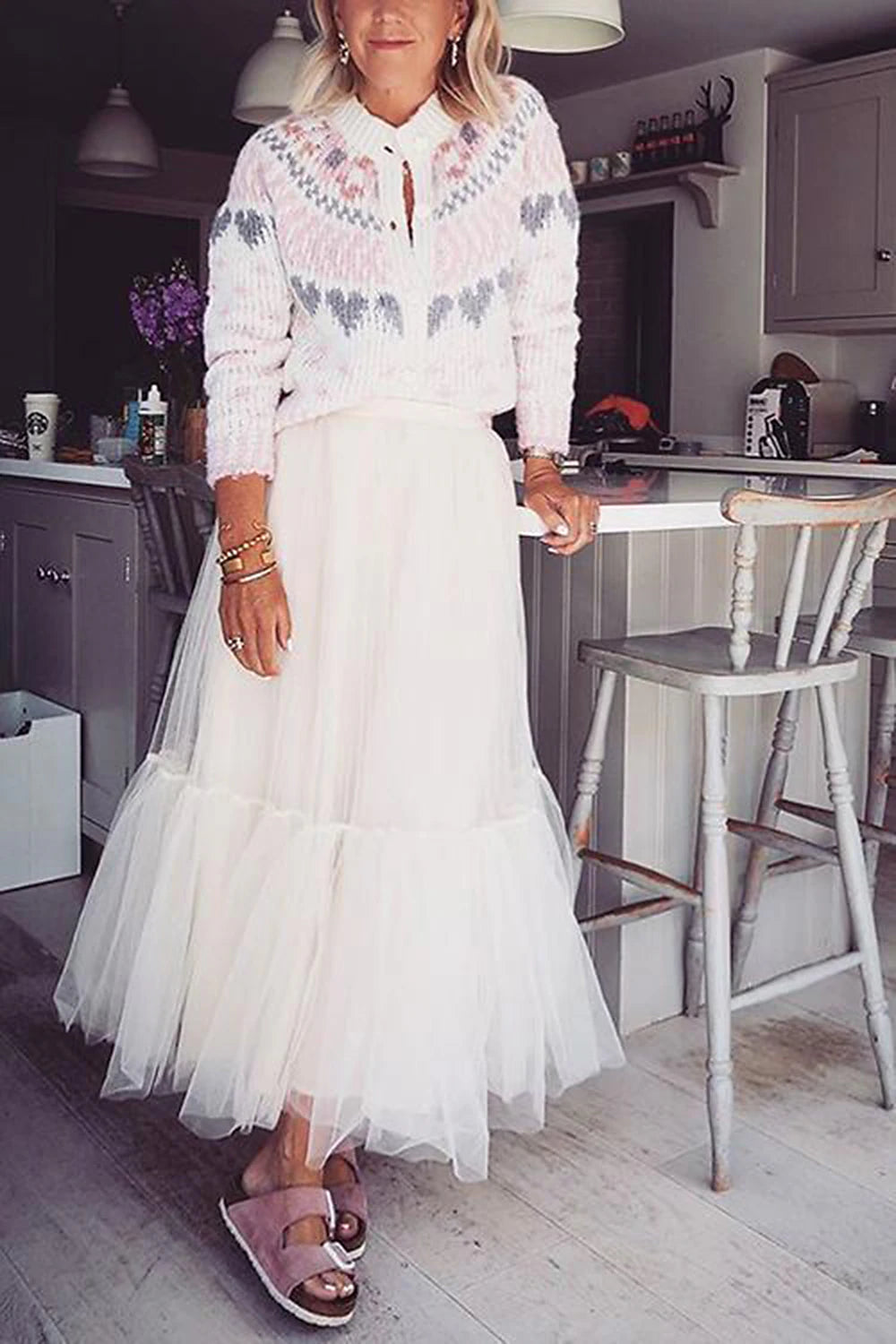 Women's Skirt Work Skirts Long Skirt Midi Skirts Patchwork Layered Tulle Solid Colored Office / Career Daily Spring & Summer Organza Fashion Summer Black White Light Green Pink