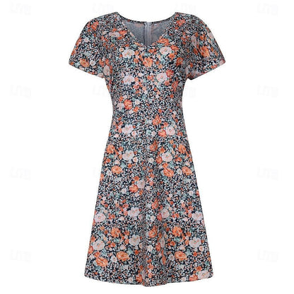 Women's V Neck Flutter Sleeve Midi Dress Short Sleeve Summer Spring