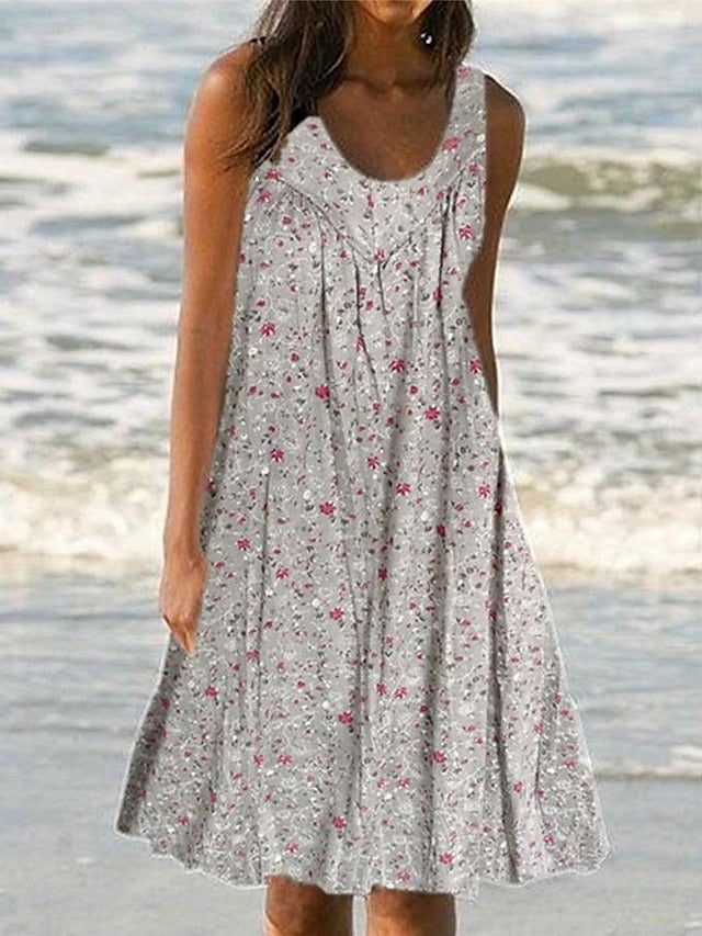 Women's Sundress Tank Dress Floral Print U Neck Midi Dress Daily Vacation Sleeveless Summer