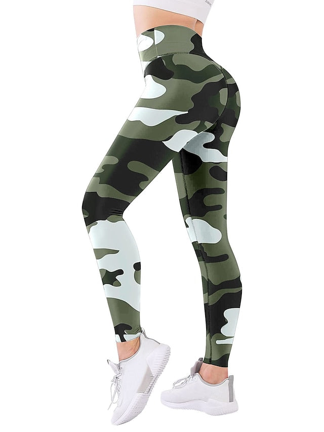 Women's Yoga Pants Tummy Control Butt Lift Quick Dry High Waist Yoga Fitness Gym Workout Leggings Bottoms Color Gradient Graphic Patterned Camo / Camouflage Light Purple Baby blue Black / Rose Red - LuckyFash™