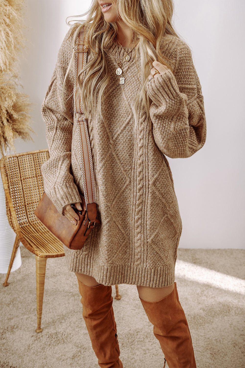 cream sweater dress