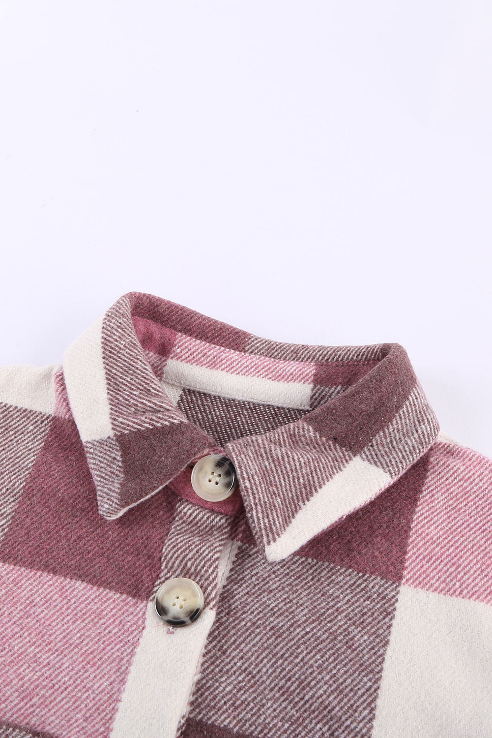 Plaid Color Block Buttoned Long Sleeve Jacket with Pocket