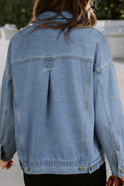 Wild Wind Washed Oversize Pocketed Denim Jacket