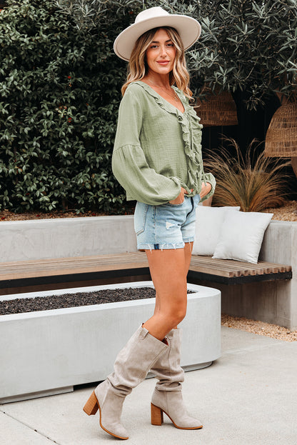 ruffle trim blouse