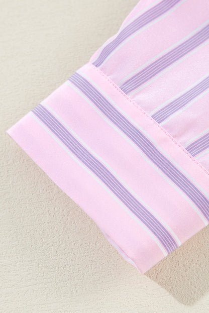 Pink Stripe Chest Pocket Casual Shirt