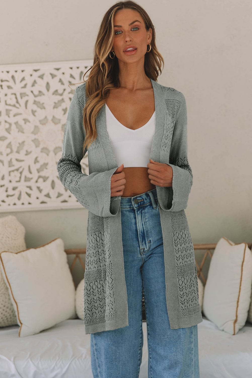 Fashion Long Sleeve Pocket Woolen Coat