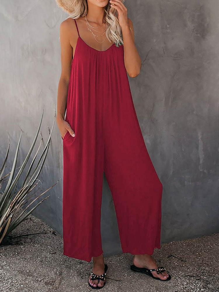 Fashionable Loose Fit Wide Leg Jumpsuit