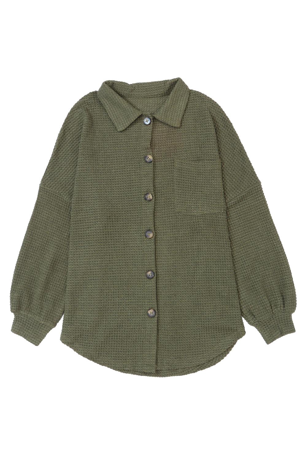 Solid Button Pocket Waffle Jacket