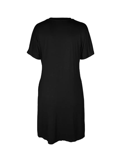 Solid Color Crew Neck Tee Dress, Casual Short Sleeve Dress For Spring & Summer, Women's Clothing