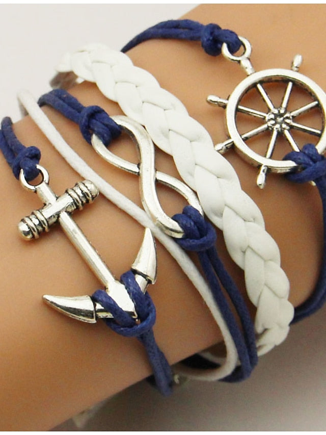 Leather Bracelet Plaited Wrap Fashion Weave Fashion Cute Leather Bracelet Jewelry Blue For Daily Holiday - LuckyFash™