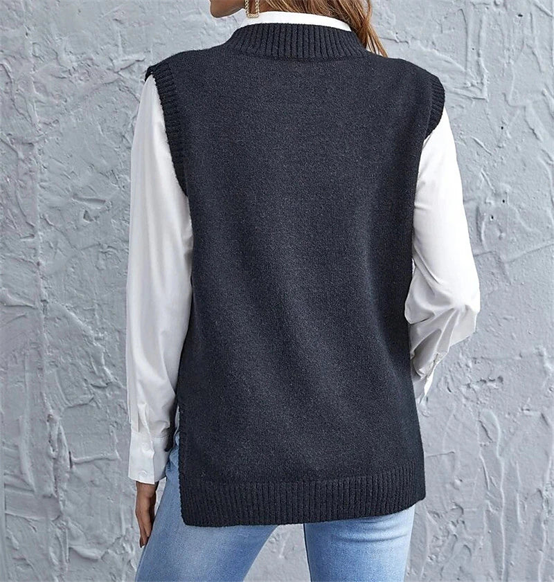 Women's Sweater Vest V Neck Knit Acrylic Knitted Summer Spring School Daily Going out Stylish Basic Casual Sleeveless Pure Color Black Wine Army Green S M L