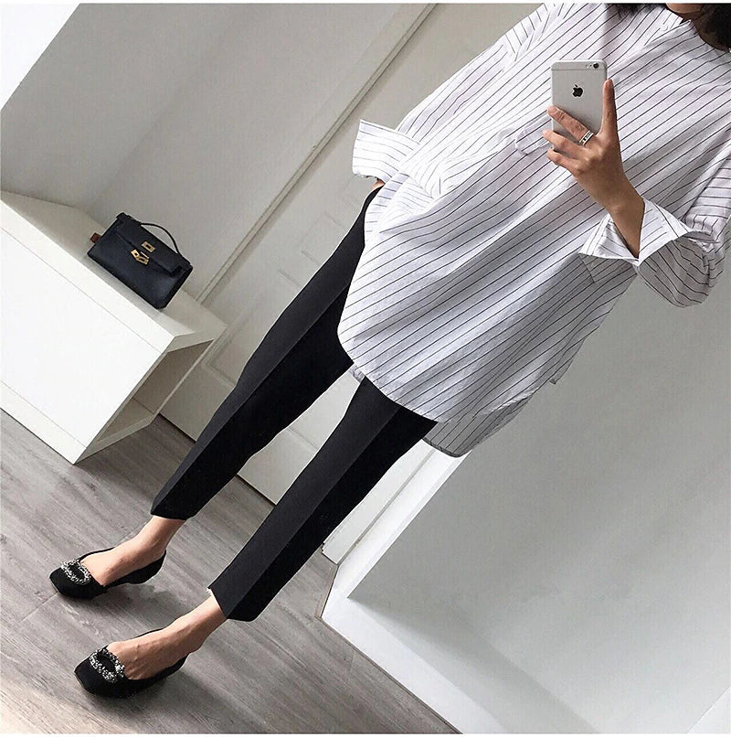 Women‘s Dress Work Pants Chinos Slacks Ankle-Length Pocket Mid Waist Formal Work Daily Black 1# Black S M Summer Spring &  Fall