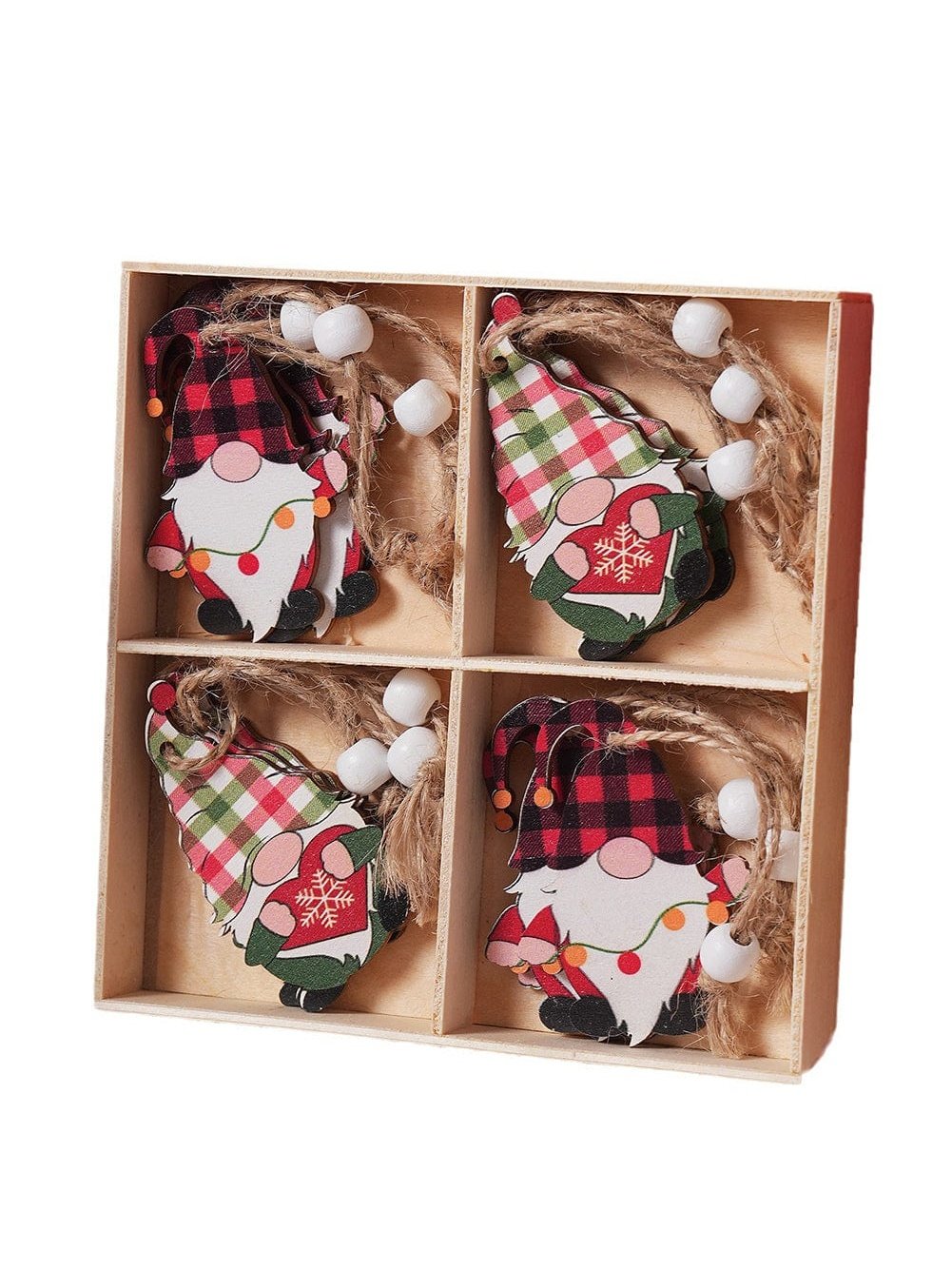 Festive Plaid Christmas Pendant Set - 12 Pieces
