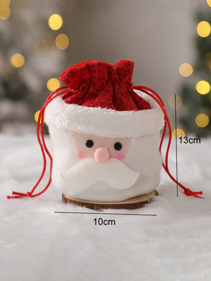 Festive White Santa Claus Christmas Candy Sack