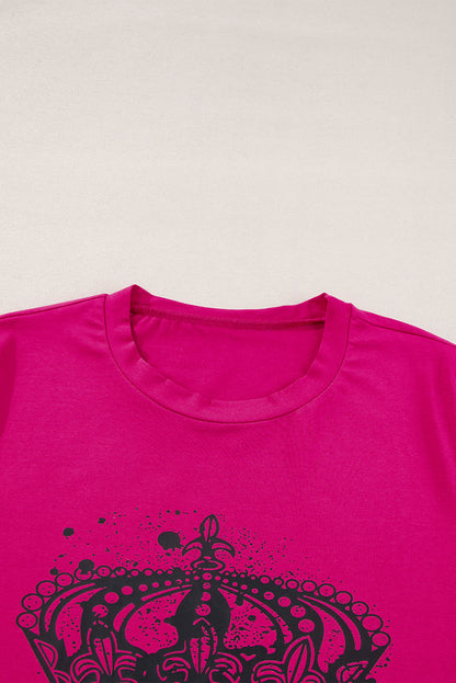 Pitaya Pink Crown Graphic Crew Neck T Shirt