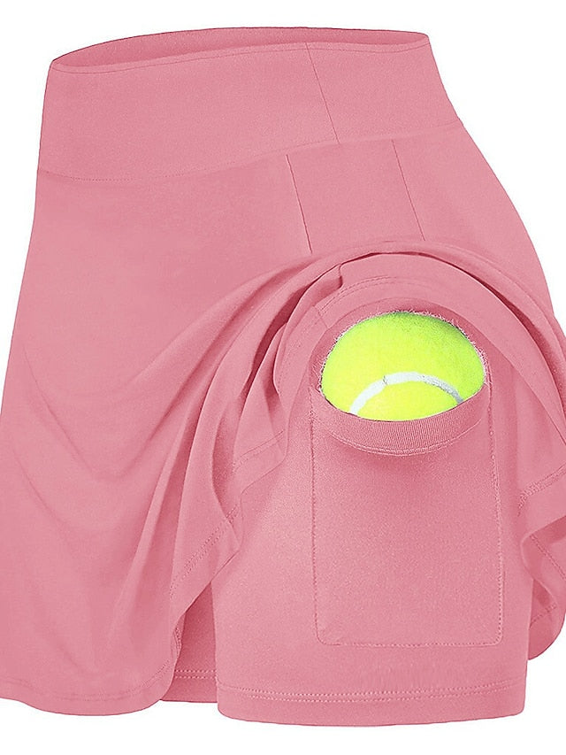 women's tennis skirts run yoga inner shorts elastic sports golf pockets skirts blue - LuckyFash™