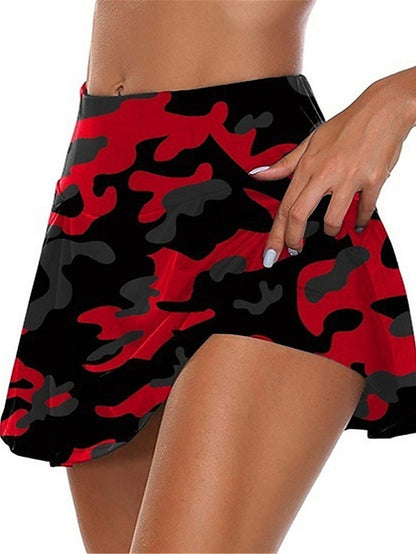 Women's Tennis Skirts Yoga Shorts Yoga Skirt 2 in 1 Seamless Quick Dry Lightweight Yoga Fitness Gym Workout Skort Bottoms Black White Red Plus Size Sports Activewear Stretchy Loose Fit - LuckyFash™