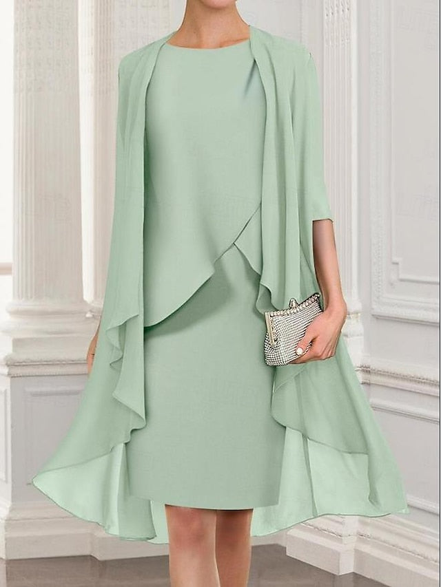 Women's Sheath Dress Plain Dress Elegant Dress Midi Dress Draped Tiered Elegant Crew Neck Sleeveless Green Color