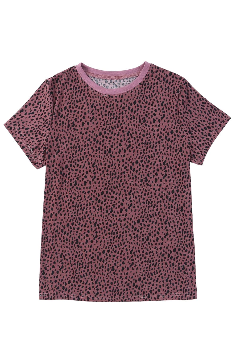 Fiery Red Cheetah Print Crewneck Short Sleeve T-Shirt