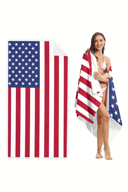 Fiery Red Stars and Stripes Patriotic Bath Towel