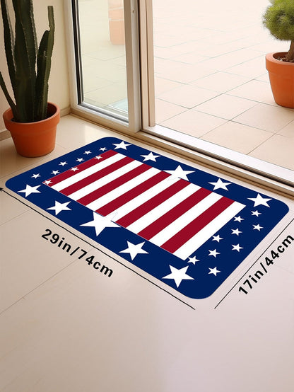 Fiery Red Stripes and Stars Printed Ground Mat