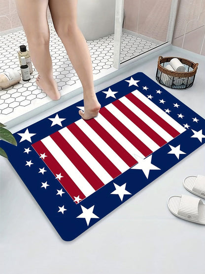 Fiery Red Stripes and Stars Printed Ground Mat