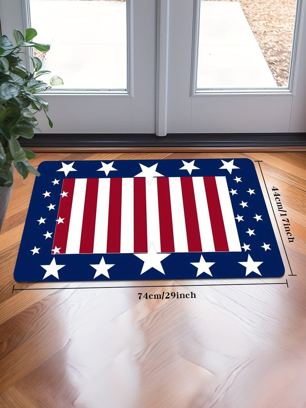 Fiery Red Stripes and Stars Printed Ground Mat