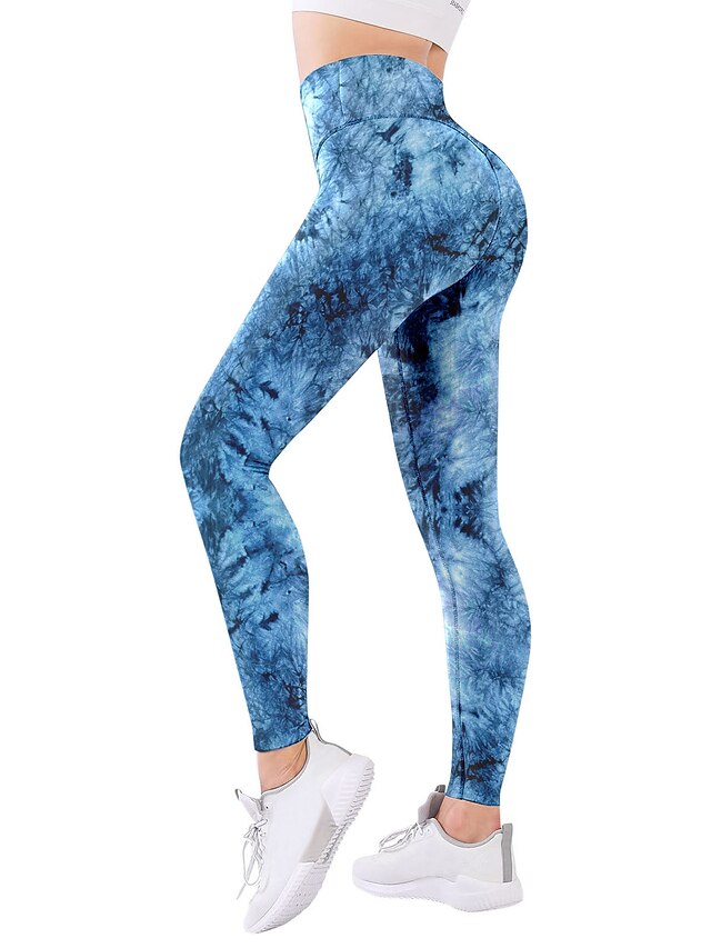 Women's Yoga Pants Tummy Control Butt Lift Quick Dry High Waist Yoga Fitness Gym Workout Leggings Bottoms Color Gradient Graphic Patterned Camo / Camouflage Light Purple Baby blue Black / Rose Red - LuckyFash™